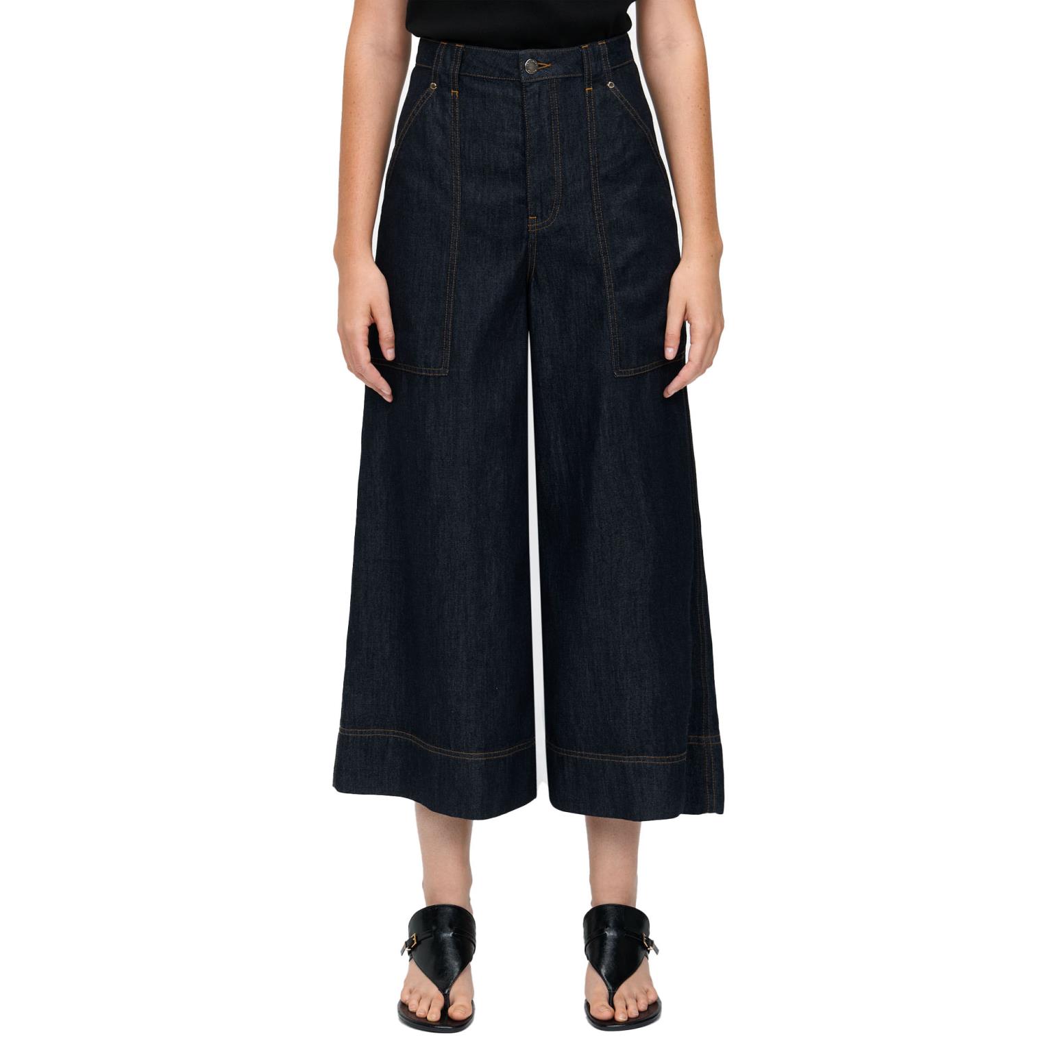 Veronika Maine Tencel Denim Wide Cropped Pant